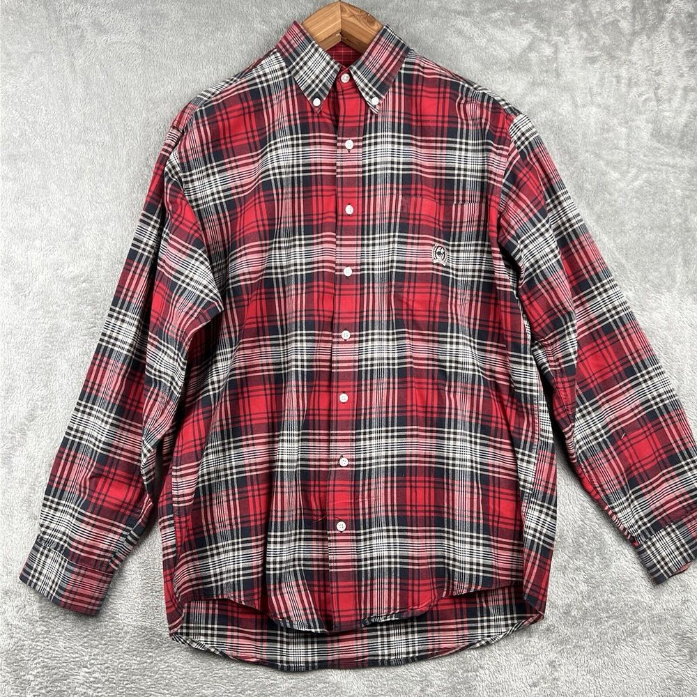 Cinch‎ Button Up Western Shirt Mens M Red Black Tartan Plaid Rodeo Cowboy Casual